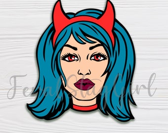 Devil Woman SVG / Pop Art SVG / Devil SVG / Cricut Cutting File / pdf / png