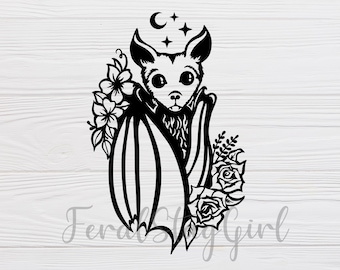 Bat SVG / Gothic SVG / Cute animal SVG / cricut cutting file / pdf / png / digital download