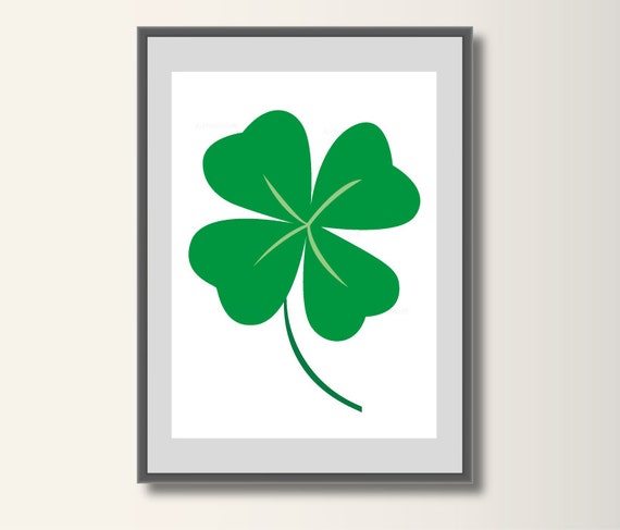 Four leaf clover print A4 poster minimalist wall art | Etsy