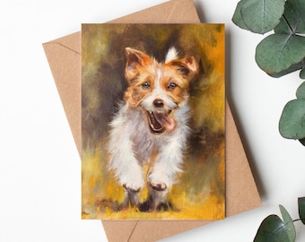 Jack Russell Terrier Art Card: Fun Dog Greetings, Blank Inside