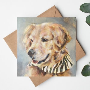 Tarjeta de felicitación de Golden Retriever / Interior en blanco