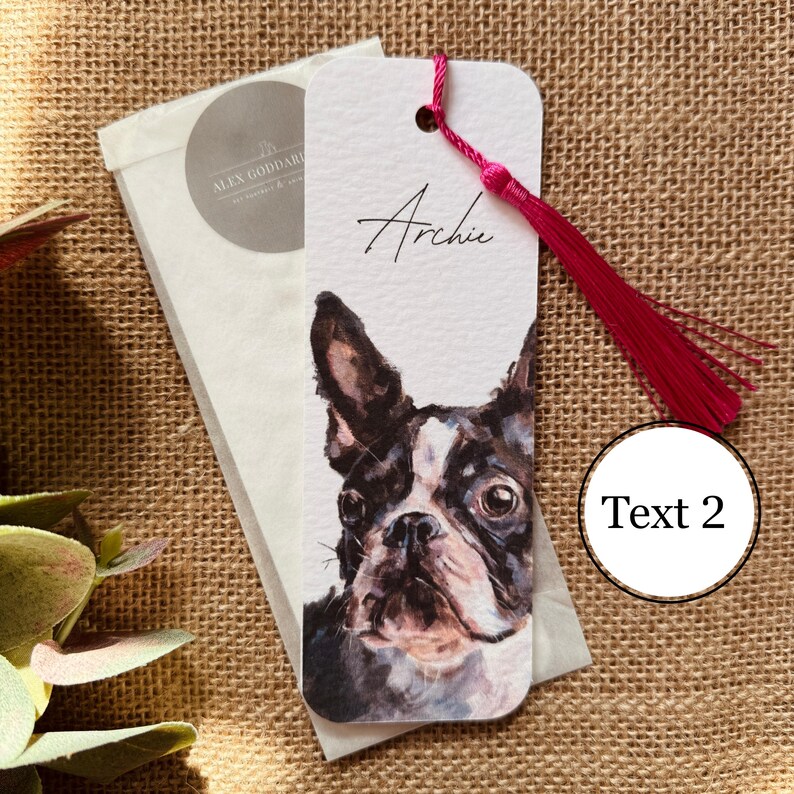 An image of the bookmark design featuring the personalisation option with the "Text 2" font style available for customising your bookmark.