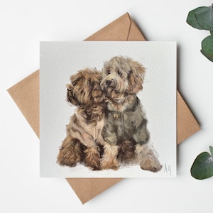 Adorable carte de voeux Labradoodle | Blanc à l'intérieur