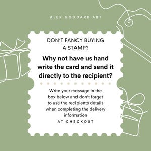 A message to ask the buyer if they would like us to hand write a message for them and send directly to the recipient.