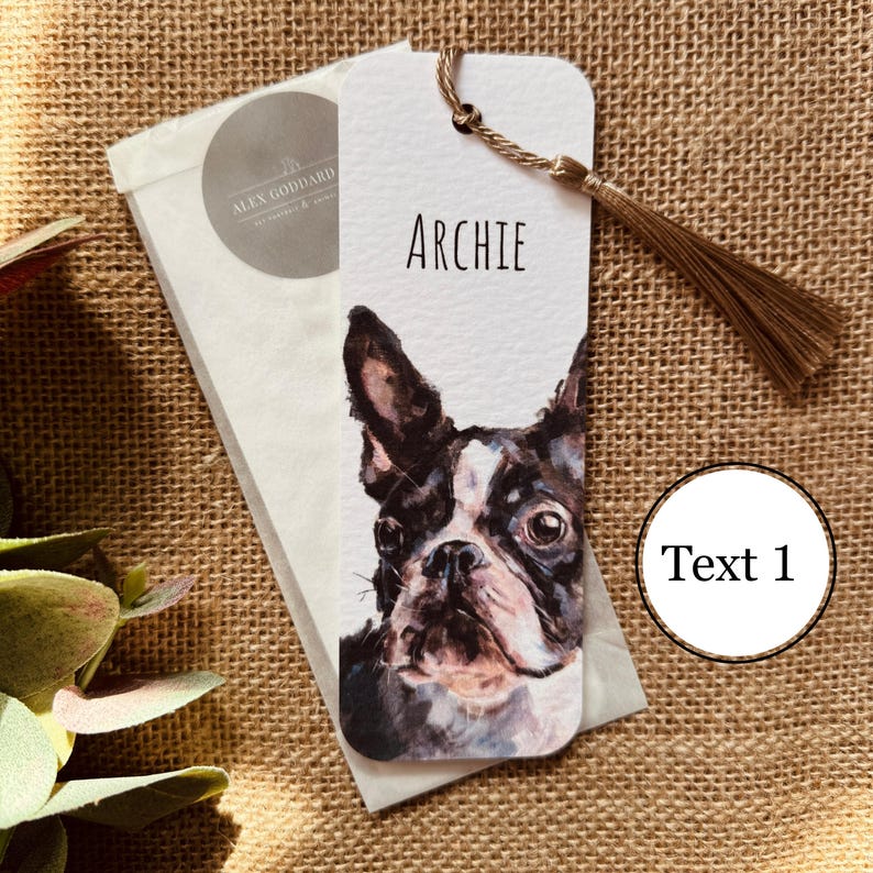 An image of the bookmark design featuring the personalisation option with the "Text 1" font style available for customising your bookmark.