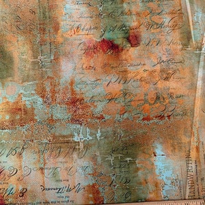 Tim Holtz Eclectic Elements - Abandoned - Writing Speciman - sienna - by Free Spirit - 1/2 yard