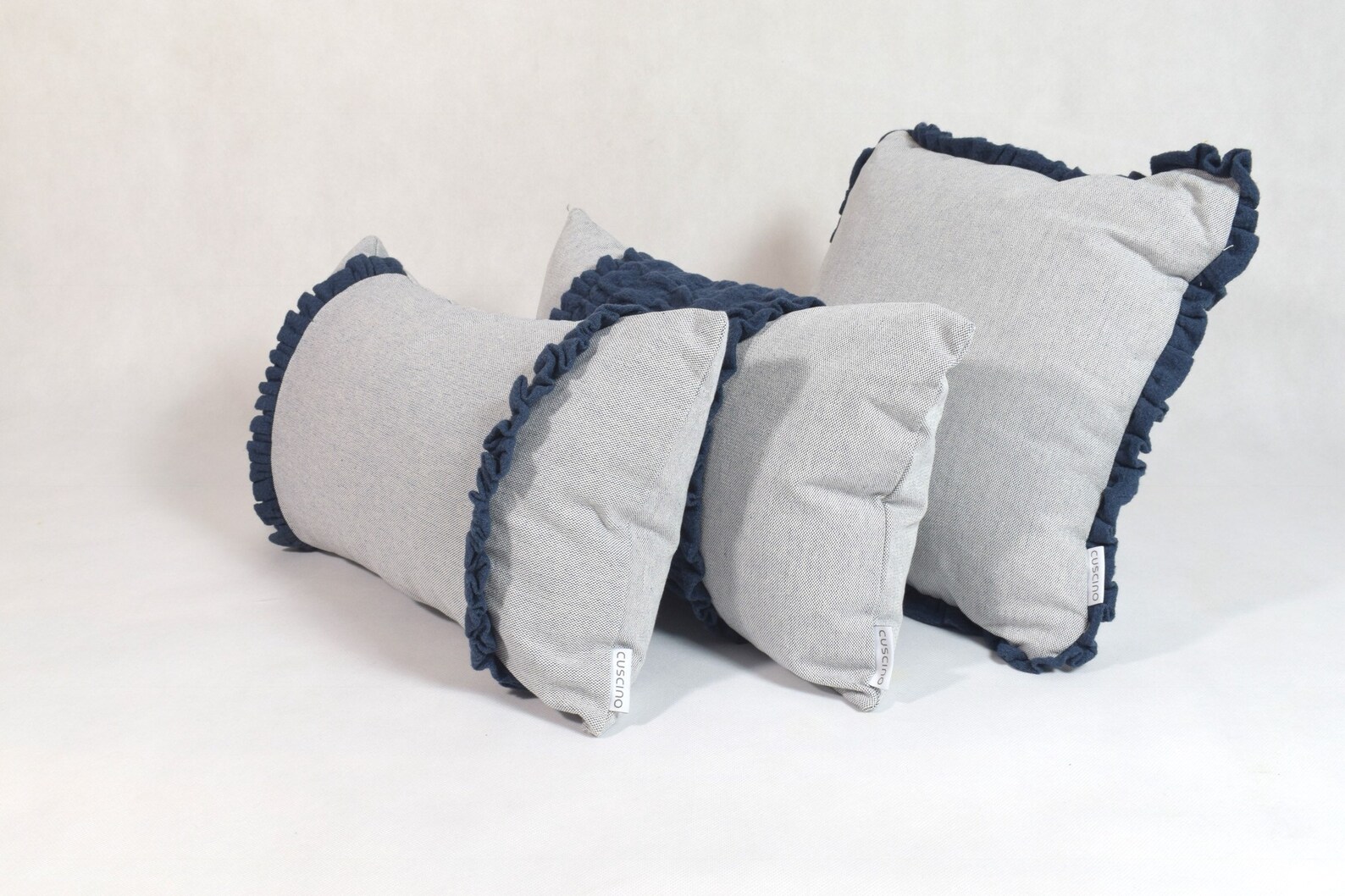 Light Blue Decorative Pillows, Linen Dark Blue Front, Pale Blue Throw Pillows, Linen Decor ...