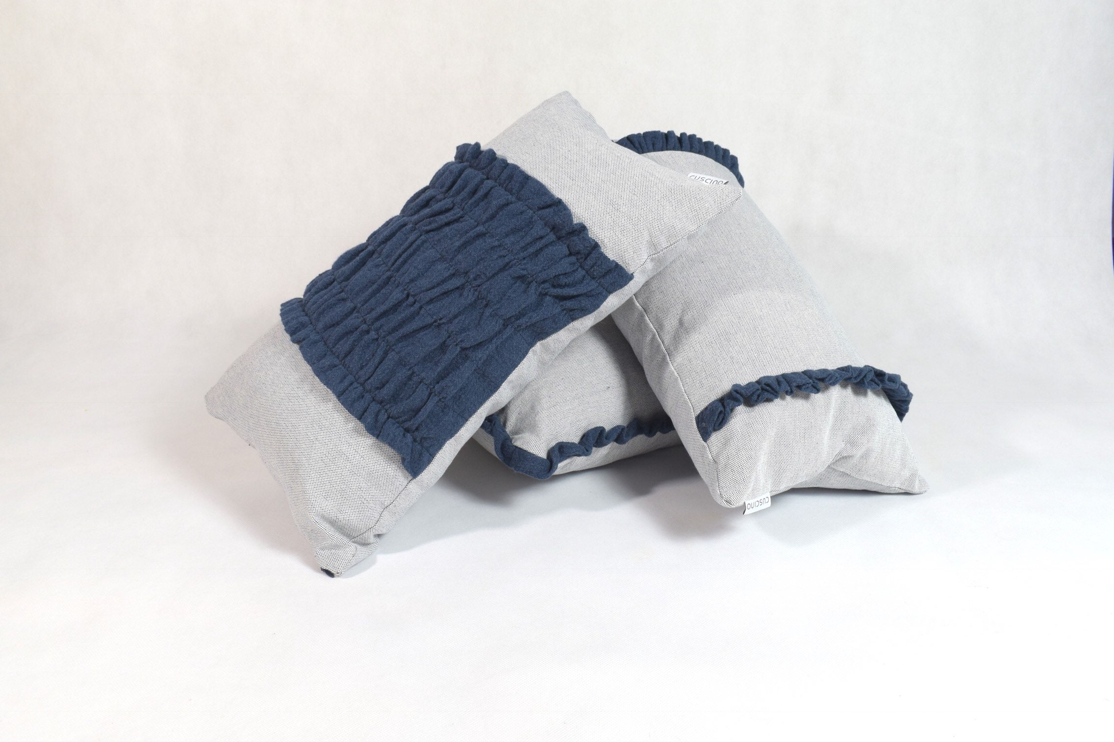 Light Blue Decorative Pillows, Linen Dark Blue Front, Pale Blue Throw Pillows, Linen Decor ...