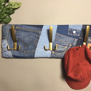 Denim Wandhalterung Garderobe, Organizer im Eingangsbereich, Kleiderständer, Hutablage, Kleiderhaken, Wandgarderobe, Kleiderbügel