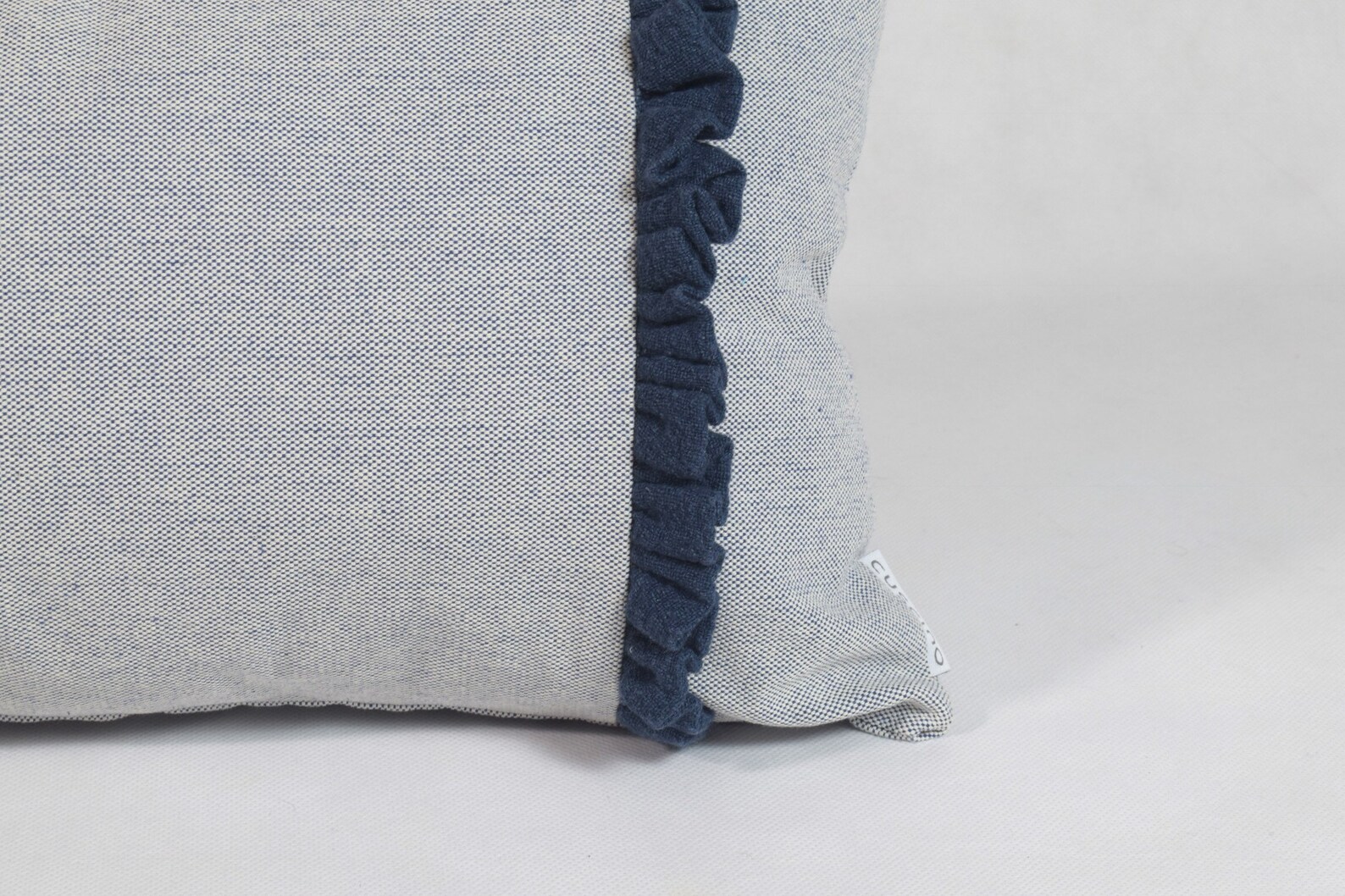 Light Blue Throw Pillows, Linen Dark Blue Frill | Pale Blue Decorative ...