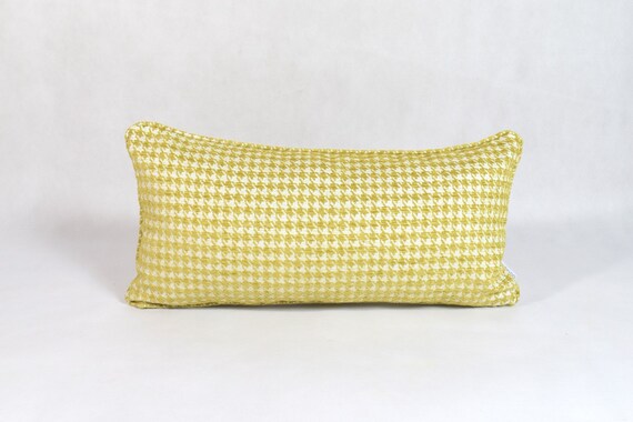 Decorative Pillow In Mustard Houndstooth With Piping It S Etsy
