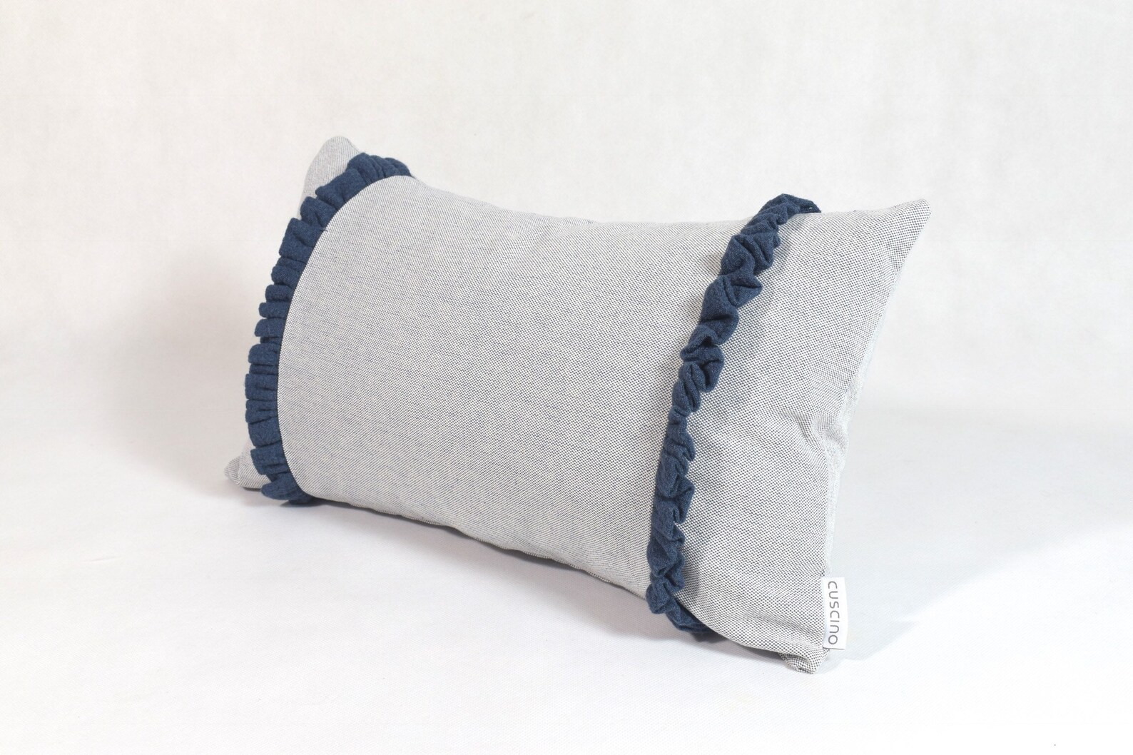 Light Blue Throw Pillows, Linen Dark Blue Frill | Pale Blue Decorative ...