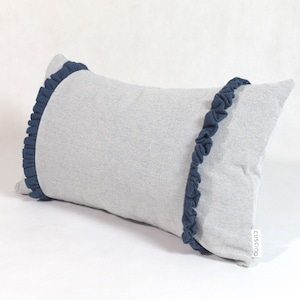 Light blue throw pillows, linen dark blue frill | pale blue decorative pillows | linen decor pillows | light blue pillows | sofa cushion