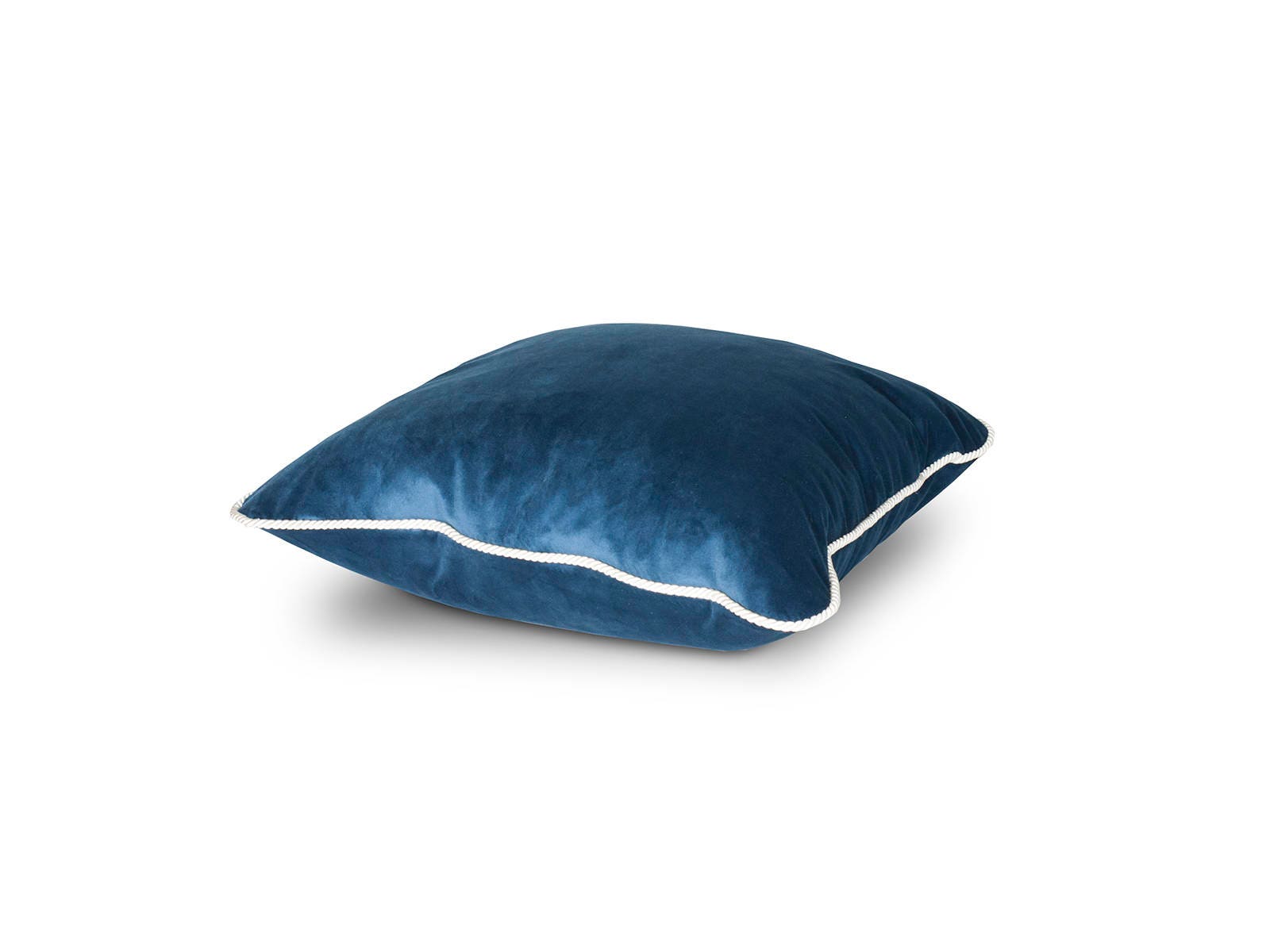 Oreiller de Velours Bleu Marine avec Tuyauterie Blanche, Coussin Bleu, Oreiller Marine, Décoratif, J