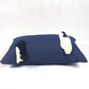 Boho pillow, tassel pillow, jeans pillow, throw pillow, decorative pillow, denim pillow covers, fringe pillow, pom pom pillow, blue pillow image 7