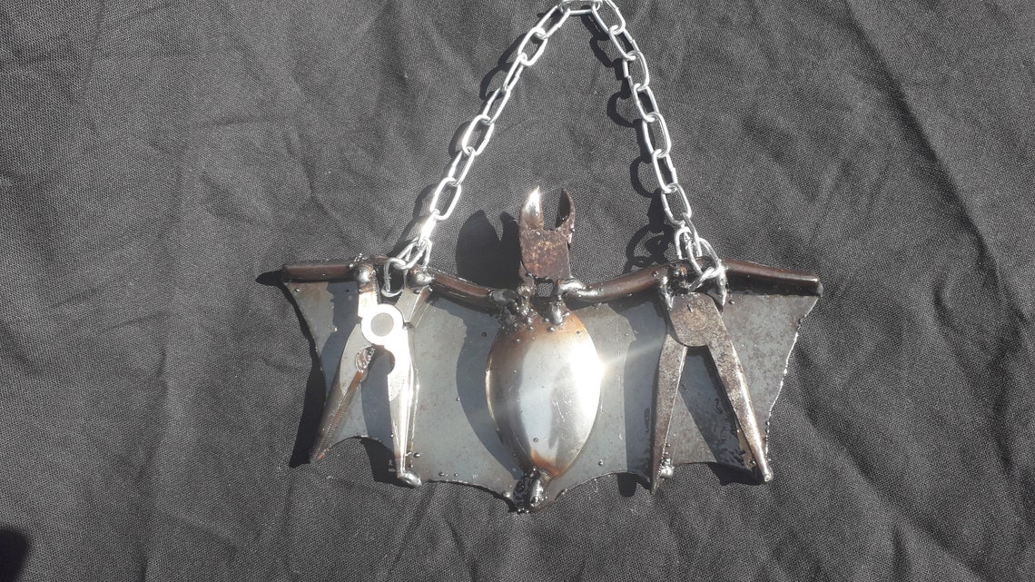 Steel Bat Hanging Gothic Garden Ornament Welded Found Objects Etsy