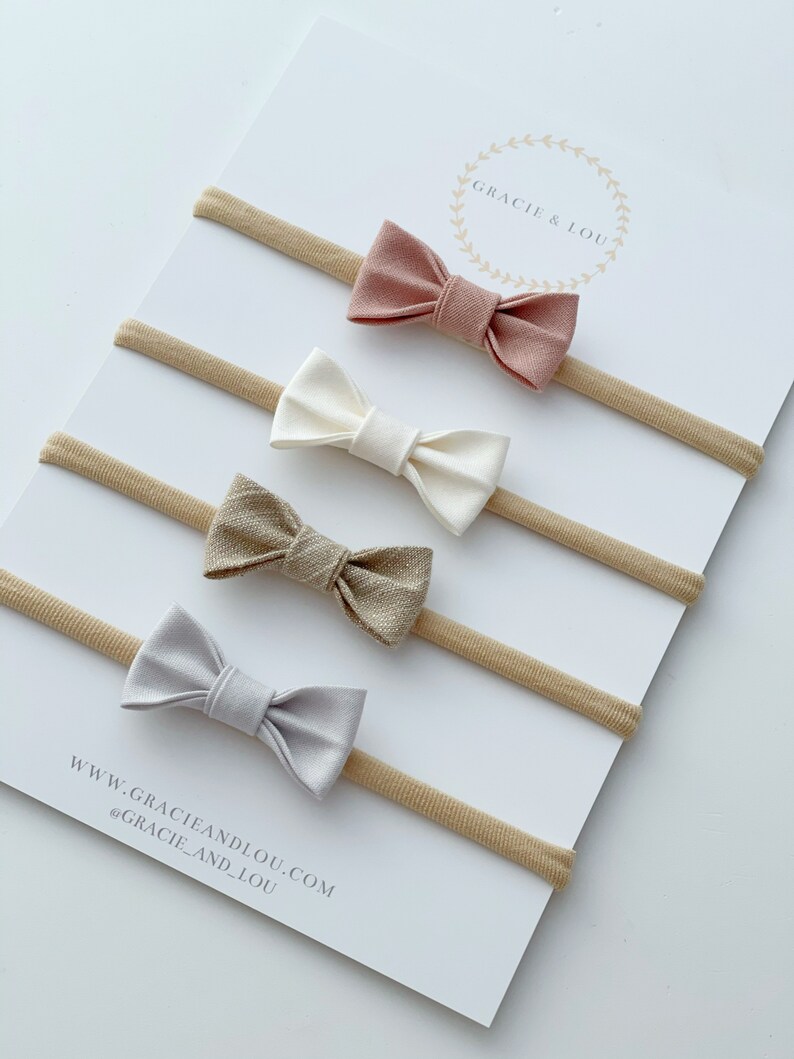 Baby Hair Clips Neutral Colours Baby Bows Small Baby Etsy