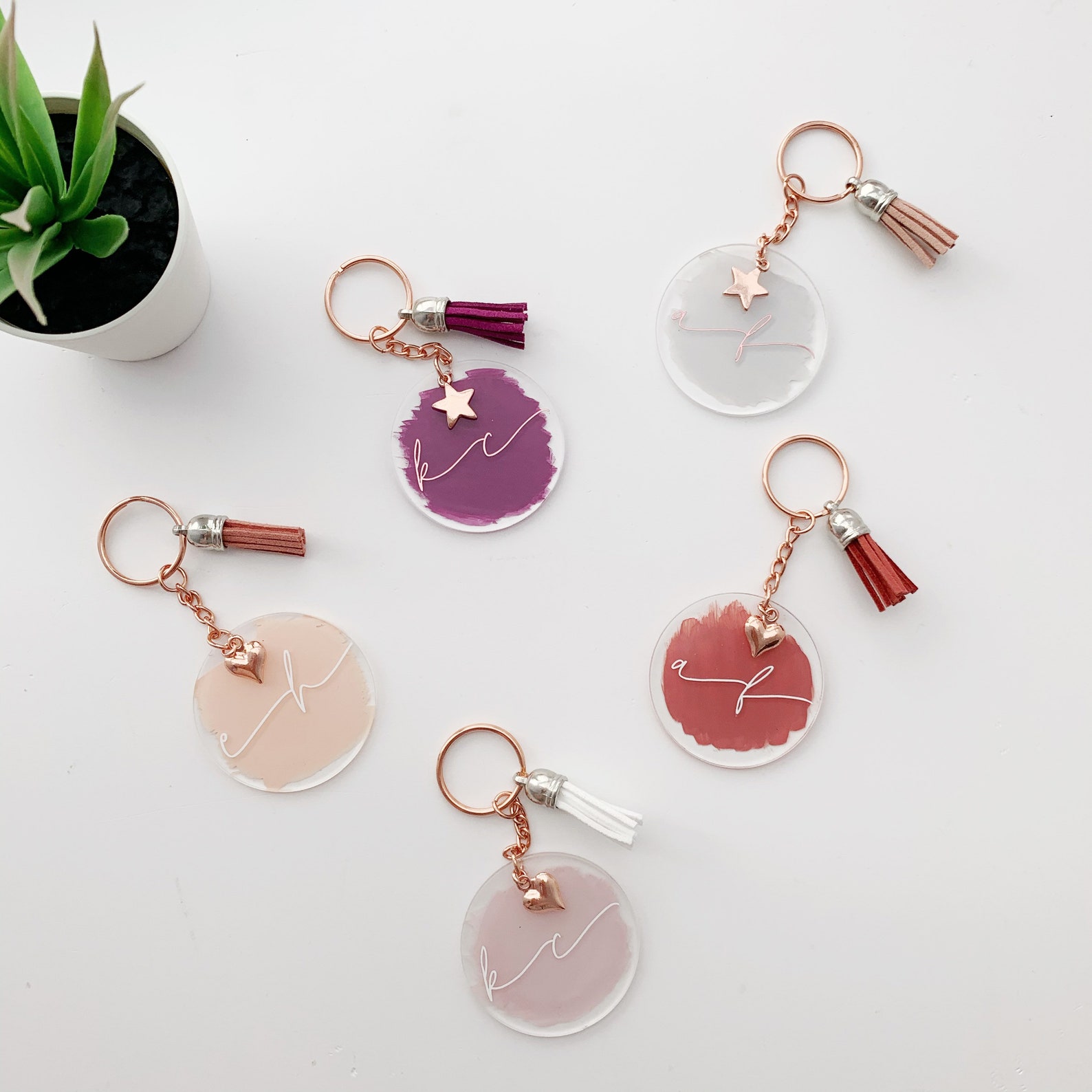Personalised key ring gift for her custom gift initials key Etsy