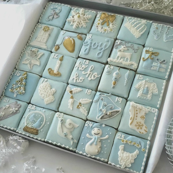Advent Calendar, Christmas Cookies, Decorated Gift Set, Over 2 Dozen~ Pre-order Today from Frost Yourself Cookies