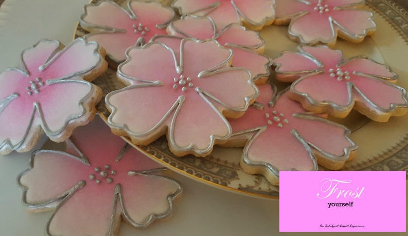 Decorated Iced Cookies Bridal Baby Shower Flowers From Frost Etsy