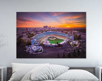 Los Angeles Dodgers Stadium at Sunset - Aerial Photography by Toby Harriman (Metal & Bamboo Prints)