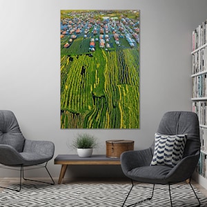 Inle Lake Myanmar Floating Garden Fishing Village Aerial Photography (Metal & Bamboo Prints)