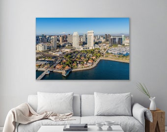 Seaport Village Downtown Waterfront - San Diego, California - Aerial Fine Art Photography (Metal & Bamboo Prints)