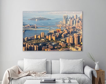 Manhattan and Brooklyn Bridges - New York Aerial Photography (Metal & Bamboo Prints)