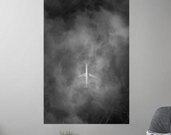 Delta Air Lines Airbus A321-211 Departing through the fog out of San Diego International Airport - Black and White (Metal & Bamboo Prints)