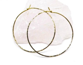 Taille des boucles d'oreilles créoles XL 4 cm ciselé martelé - argenté, doré, argent 935 ou gold-filled au choix