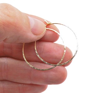 Hoop earrings size L 3 cm chased hammered silver plated, gold colored, 935 silver or gold filled to choose from image 4