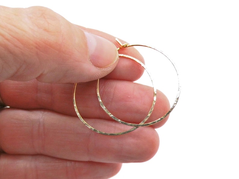 Hoop earrings size L 3 cm chased hammered silver plated, gold colored, 935 silver or gold filled to choose from image 4