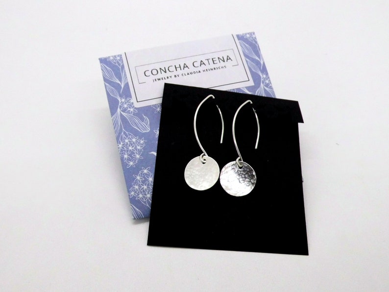 935 silver discs hammered, simple earrings, ladies earrings silver, gift for her image 9