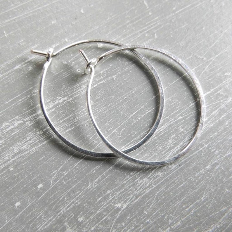 Hoop earrings size M 23 mm made of 935 silver, gold-filled or rose-gold-filled wire selectable, handmade jewelry image 1