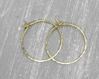 Hoop earrings size M - 23 mm chased hammered - silver plated, gold colored, 935 silver or gold filled to choose from