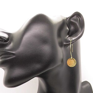 Earrings gold-colored hammered discs 12 mm discs elegant brass women's earrings image 6