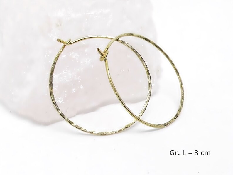 Hoop earrings size L 3 cm chased hammered silver plated, gold colored, 935 silver or gold filled to choose from image 3