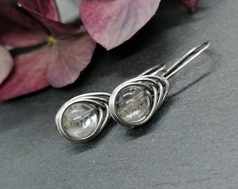 Citrin Edelstein Ohrhänger 935 Silber hell oder oxidiert,handgefertigt, handmade wire wrapped earrings, gemstone