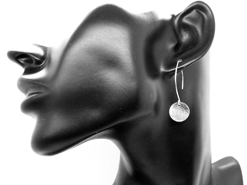 935 Silber Scheiben gehämmert, schlichte Ohrhänger, Damen Ohrringe Silber, Geschenk für Sie Bild 8