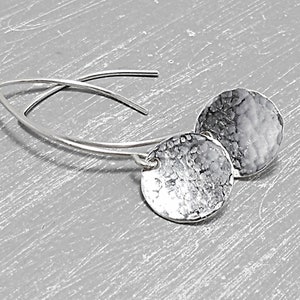 Disques en argent 935 martelés, boucles d'oreilles simples, boucles d'oreilles femme argent, cadeau pour elle image 4