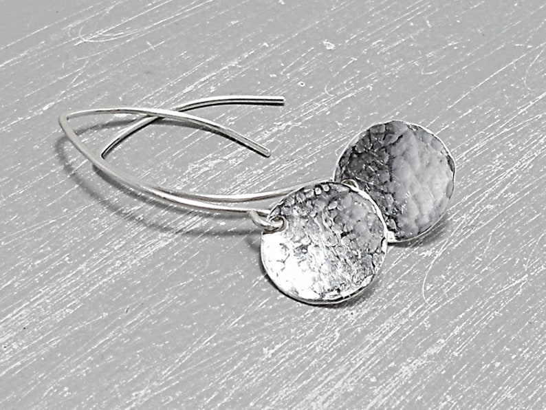 Disques en argent 935 martelés, boucles d'oreilles simples, boucles d'oreilles femme argent, cadeau pour elle image 4