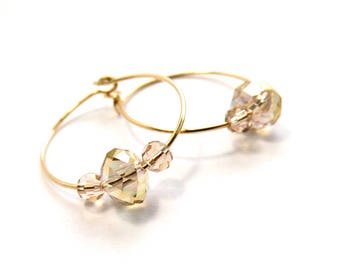 Creoles Hoops Goldfilled champagne crystals elegant gift for you