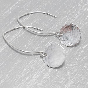 935 silver discs hammered, simple earrings, ladies earrings silver, gift for her image 7