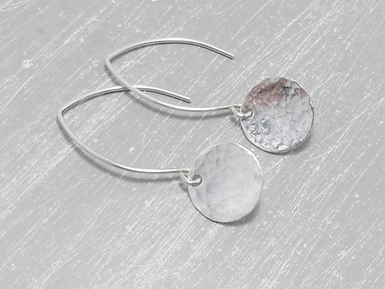 935 silver discs hammered, simple earrings, ladies earrings silver, gift for her image 7