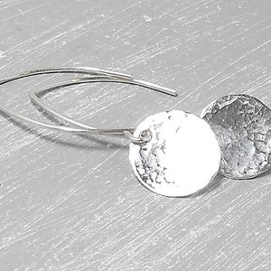 935 silver discs hammered, simple earrings, ladies earrings silver, gift for her image 5