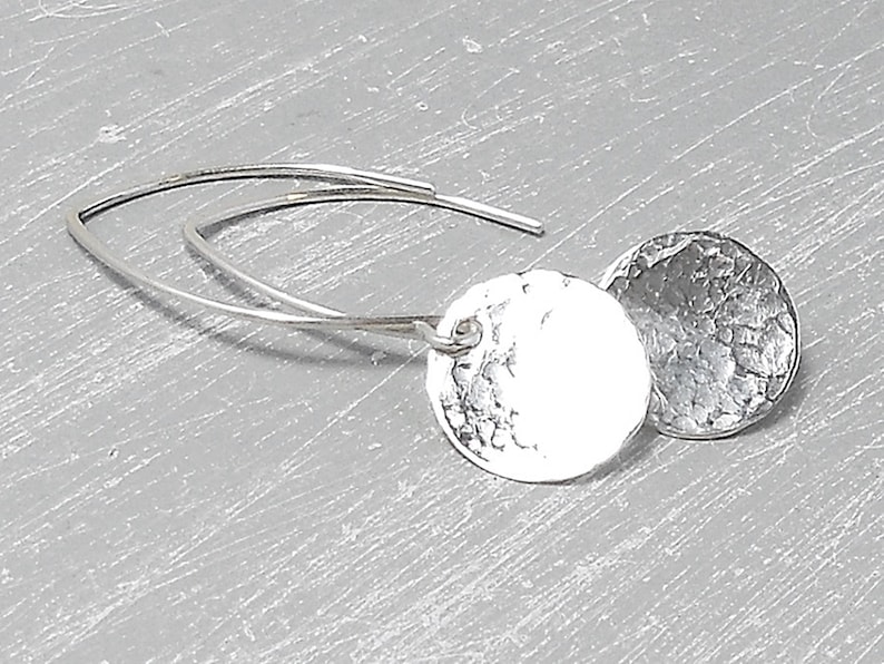 935 silver discs hammered, simple earrings, ladies earrings silver, gift for her image 5