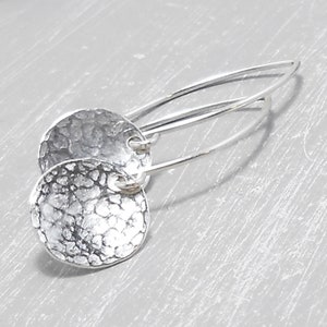 935 silver discs hammered, simple earrings, ladies earrings silver, gift for her