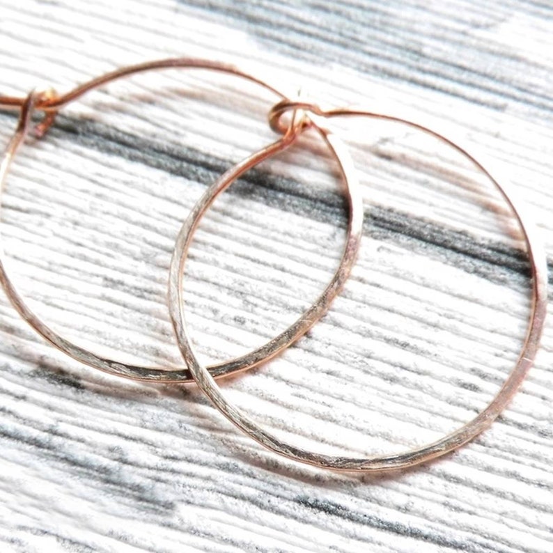 Hoop earrings size M 23 mm made of 935 silver, gold-filled or rose-gold-filled wire selectable, handmade jewelry image 3