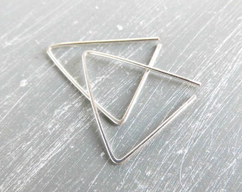 Orecchini creoli tavolo minimalista semplice triangolare in argento 935, riempito d'oro o rosa-Godlfilled