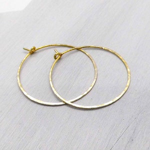 Hoop earrings size L 3 cm chased hammered silver plated, gold colored, 935 silver or gold filled to choose from image 1